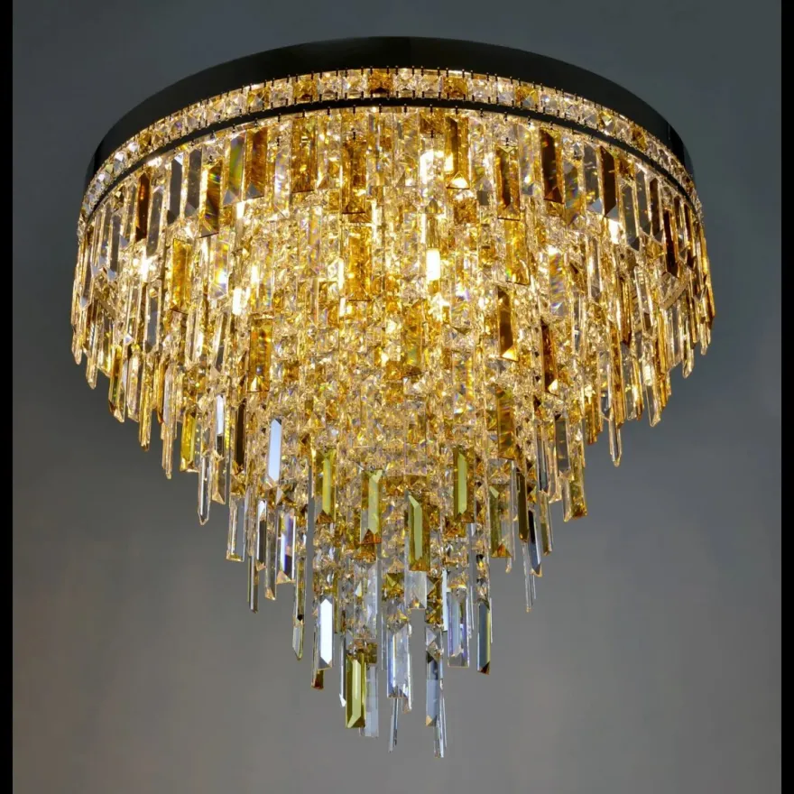 Casa Padrino Luxus Kristall Kronleuchter Gold Ø 70 x H. 60 cm - Prunkvolle Messing Kronleuchter mit böhmischem Kristallglas - Barock Möbel - Edel & Prunkvoll