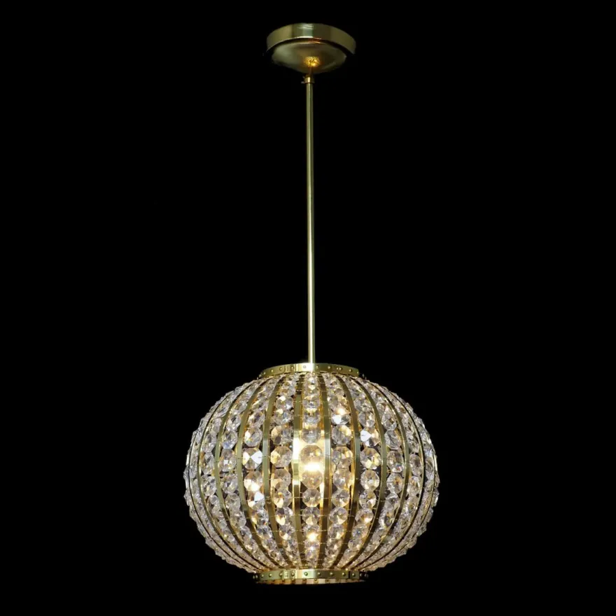 Casa Padrino Luxus Kristall Kronleuchter Gold Ø 30 x H. 30 cm - Prunkvolle Messing Kronleuchter mit böhmischem Kristallglas - Barock Möbel - Edel & Prunkvoll