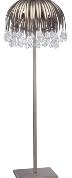 Casa Padrino Luxus Kristall Stehleuchte Silber Ø 60 x H. 190 cm - Moderne Metall Stehlampe - Hotel & Restaurant Leuchte