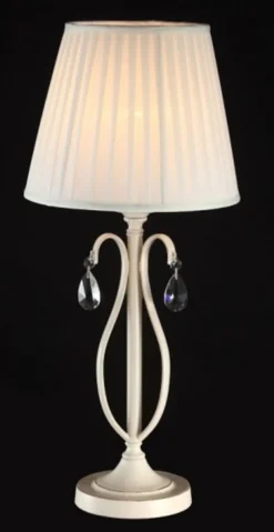 Casa Padrino Luxus Kristall Tischleuchte Barock Creme Gold / Lampenschirm Weiß 28 x 62 cm