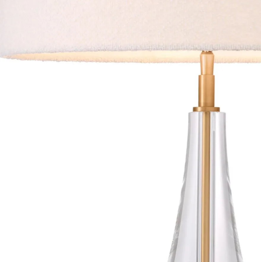 Casa Padrino Luxus Kristall Tischleuchte Antik Messing / Creme Ø 45 x H. 70,5 cm - Elegante Schreibtischleuchte mit edlem Kristallglas - Luxus Leuchten - Luxus Möbel - Luxus Interior