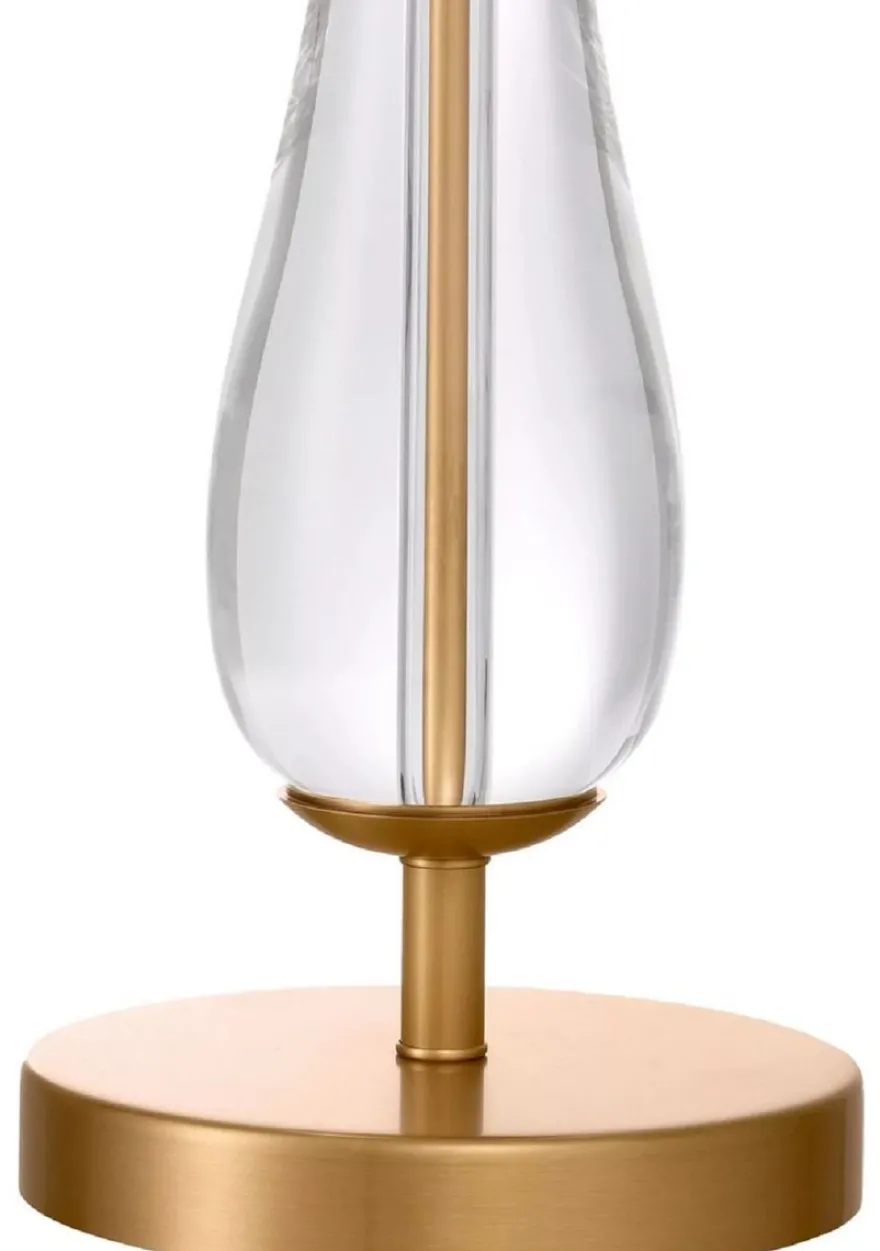 Casa Padrino Luxus Kristall Tischleuchte Antik Messing / Creme Ø 45 x H. 70,5 cm - Elegante Schreibtischleuchte mit edlem Kristallglas - Luxus Leuchten - Luxus Möbel - Luxus Interior