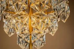 Casa Padrino Luxus Kristall Tischleuchte Gold / Schwarz Ø 46 x H. 85 cm - Tischlampe mit Marmorfuß