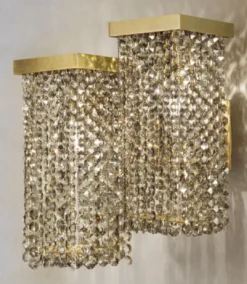 Casa Padrino Luxus Kristall Wandleuchte Messing 25 x 23 x H. 35 cm - Wohnzimmer Wandleuchte - Hotel Wandleuchte - Restaurant Wandleuchte - Luxus Leuchten - Luxus Qualität - Made in Italy