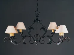 Casa Padrino Luxus Kronleuchter Rostbraun B. 110 x H. 56 cm - Handgefertigter Kronleuchter aus Schmiedeeisen mit Blattwerk - Luxus Kollektion - Edel & Prunkvoll