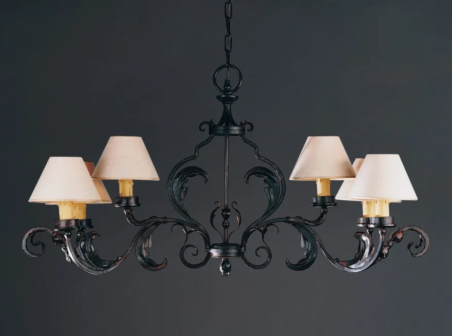 Casa Padrino Luxus Kronleuchter Rostbraun B. 110 x H. 56 cm - Handgefertigter Kronleuchter aus Schmiedeeisen mit Blattwerk - Luxus Kollektion - Edel & Prunkvoll