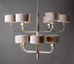 Casa Padrino Luxus Kronleuchter Messing Vernickelt Ø 120 x H. 120 cm - Handgefertigter Kronleuchter aus Messing - Luxus Kollektion - Edel & Prunkvoll