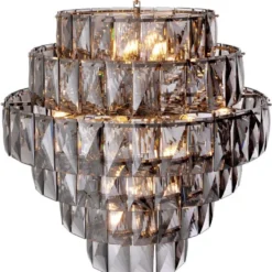 Casa Padrino Luxus Kronleuchter Grau / Silber Ø 80 x H. 80 cm - Moderner runder Kristallglas Kronleuchter - Luxus Qualität