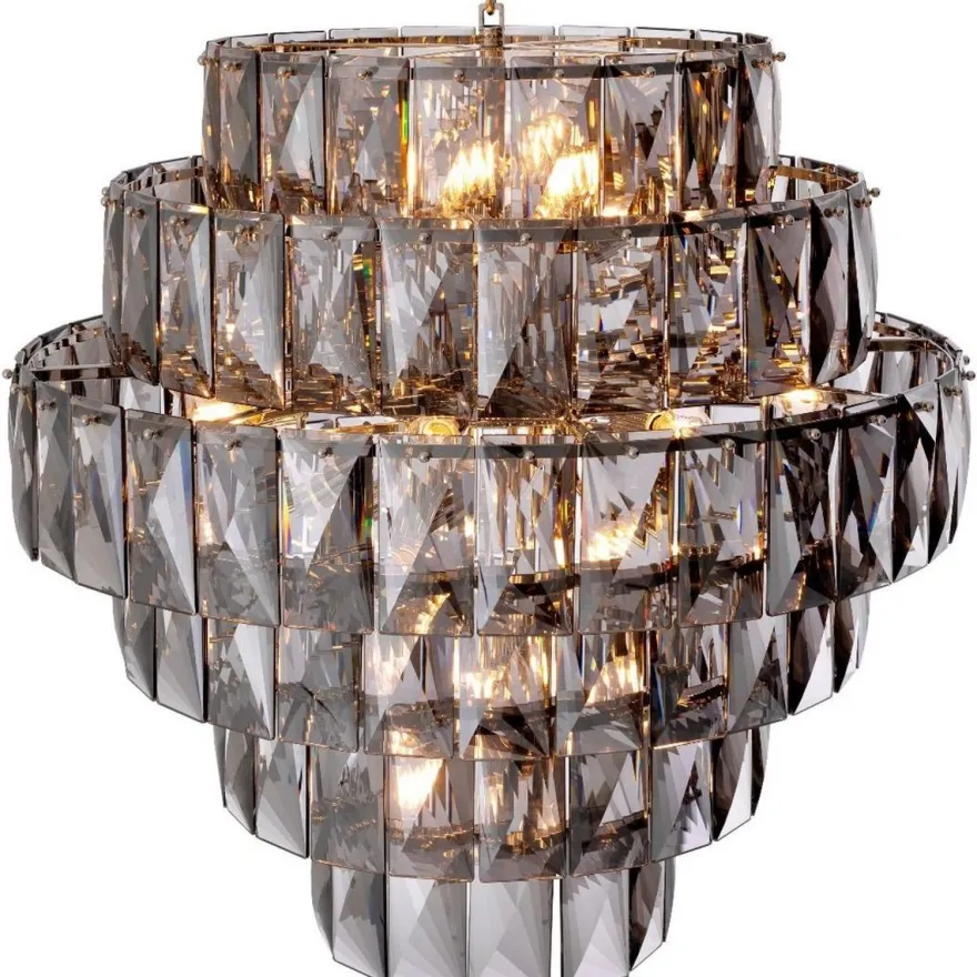 Casa Padrino Luxus Kronleuchter Grau / Silber Ø 80 x H. 80 cm - Moderner runder Kristallglas Kronleuchter - Luxus Qualität