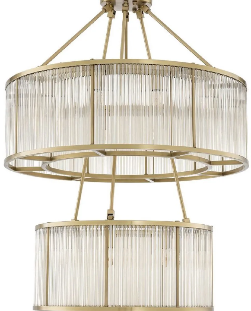 Casa Padrino Luxus Kronleuchter Antik Messingfarben Ø 90 x H. 116 cm - Runder Hotel & Restaurant Kronleuchter - Luxus Qualität