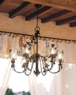Casa Padrino Luxus Kronleuchter Rostbraun Ø 80 x H. 75 cm - Handgefertigter Kronleuchter aus Schmiedeeisen mit Blattwerk - Luxus Kollektion - Edel & Prunkvoll