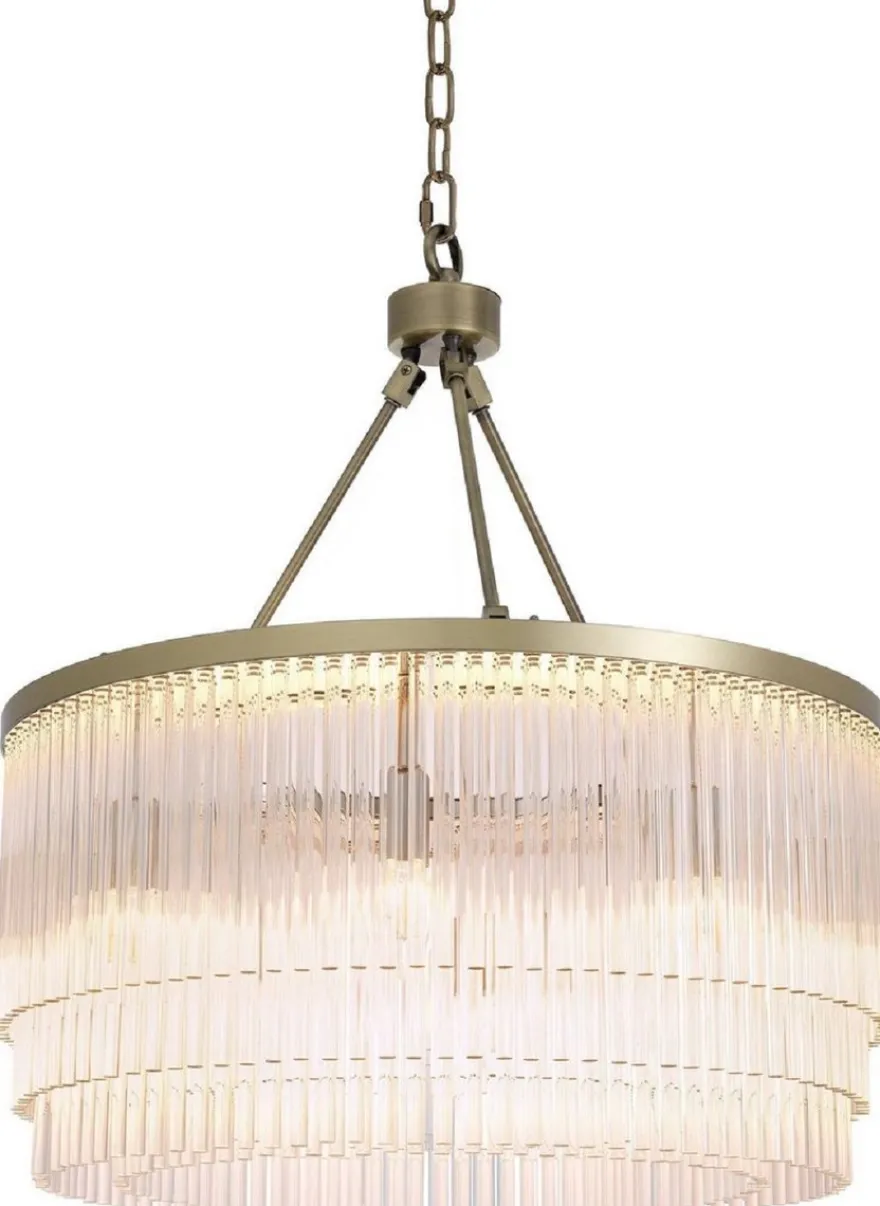 Casa Padrino Luxus Kronleuchter Messingfarben Ø 60 x H. 68 cm - Edler Wohnzimmer Kronleuchter - Luxus Qualität