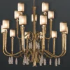 Casa Padrino Luxus Kronleuchter Antikgold Ø 145 x H. 140 cm - Handgefertigter Kronleuchter aus Schmiedeeisen mit Kristallbehang - Luxus Kollektion - Edel & Prunkvoll