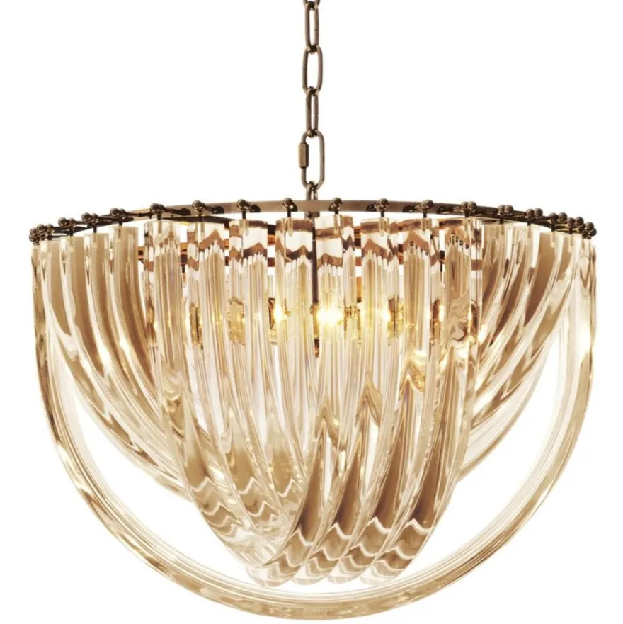 Casa Padrino Luxus Kronleuchter Champagnerfarben / Antik Messing Ø 50 x H. 33 cm - Luxus Kollektion