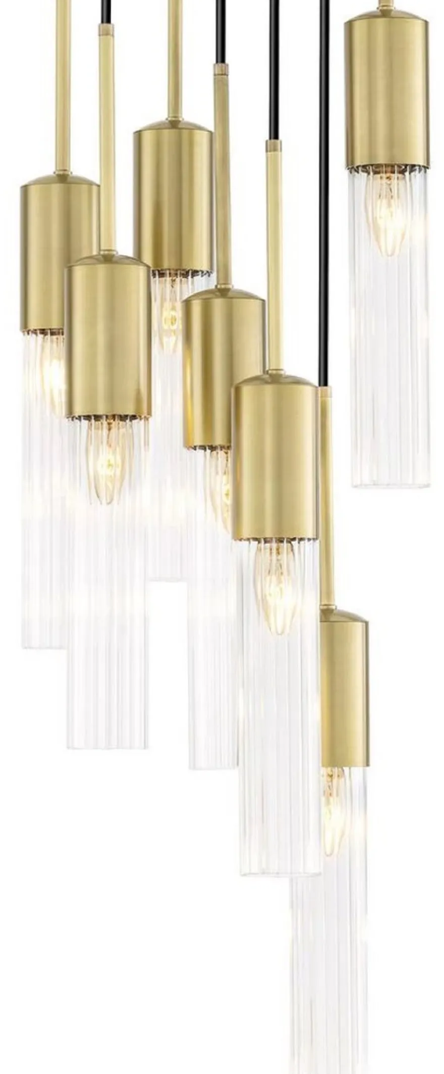 Casa Padrino Luxus Kronleuchter Antik Messingfarben Ø 40 x H. 160 cm - Runder Hotel & Restaurant Kronleuchter - Luxus Qualität