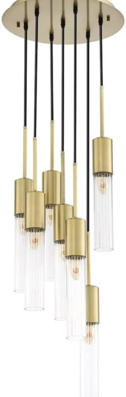Casa Padrino Luxus Kronleuchter Antik Messingfarben Ø 40 x H. 160 cm - Runder Hotel & Restaurant Kronleuchter - Luxus Qualität
