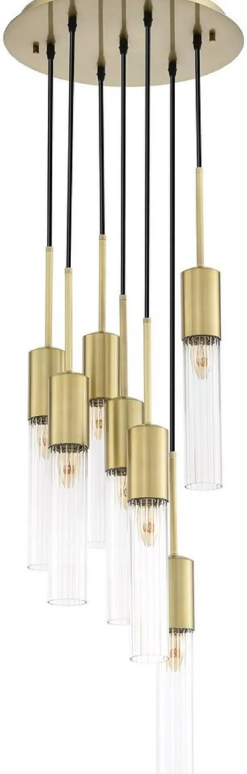Casa Padrino Luxus Kronleuchter Antik Messingfarben Ø 40 x H. 160 cm - Runder Hotel & Restaurant Kronleuchter - Luxus Qualität