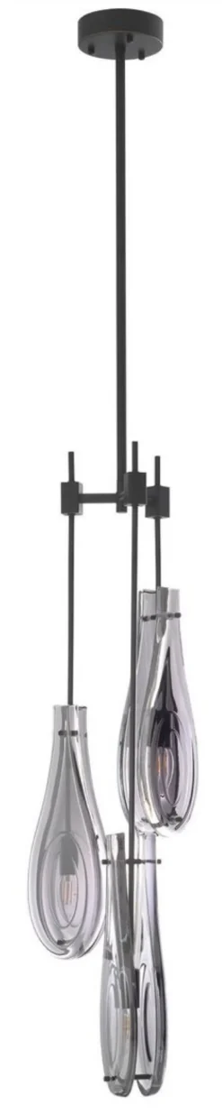 Casa Padrino Luxus Kronleuchter Bronzefarben / Grau Ø 30 x H. 95,5 cm - Moderner Metall Kronleuchter mit Glas Lampenschirmen - Luxus Qualität