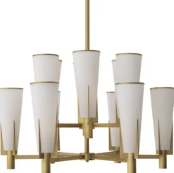 Casa Padrino Luxus Kronleuchter Antik Messingfarben / Weiß Ø 87 x H. 56,5 cm - Moderner Metall Kronleuchter mit Glas Lampenschirmen - Luxus Kollektion