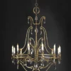 Casa Padrino Luxus Kronleuchter Antikgold Ø 120 x H. 160 cm - Handgefertigter Kronleuchter aus Schmiedeeisen mit Kristallbehang - Luxus Kollektion - Edel & Prunkvoll
