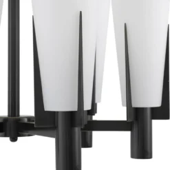 Casa Padrino Luxus Kronleuchter Bronzefarben / Weiß Ø 60 x H. 78 cm - Moderner Metall Kronleuchter mit Glas Lampenschirmen - Luxus Kollektion