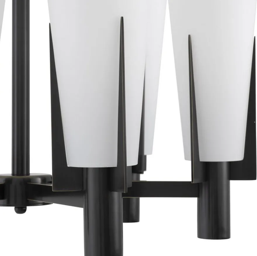 Casa Padrino Luxus Kronleuchter Bronzefarben / Weiß Ø 60 x H. 78 cm - Moderner Metall Kronleuchter mit Glas Lampenschirmen - Luxus Kollektion
