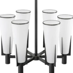Casa Padrino Luxus Kronleuchter Bronzefarben / Weiß Ø 60 x H. 78 cm - Moderner Metall Kronleuchter mit Glas Lampenschirmen - Luxus Kollektion