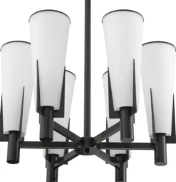 Casa Padrino Luxus Kronleuchter Bronzefarben / Weiß Ø 60 x H. 78 cm - Moderner Metall Kronleuchter mit Glas Lampenschirmen - Luxus Kollektion