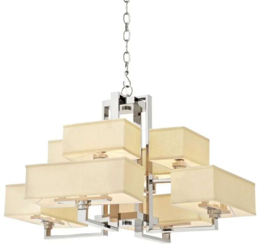Casa Padrino Luxus Kronleuchter - Luxus Hängeleuchte aus poliertem rostfreiem Stahl - Durchmesser 98 cm, Höhe 57 cm
