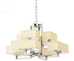 Casa Padrino Luxus Kronleuchter - Luxus Hängeleuchte aus poliertem rostfreiem Stahl - Durchmesser 98 cm, Höhe 57 cm