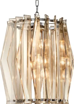 Casa Padrino Luxus Kronleuchter mit gold getöntem Glas Ø 44 x H. 50 cm - Wohnzimmermöbel
