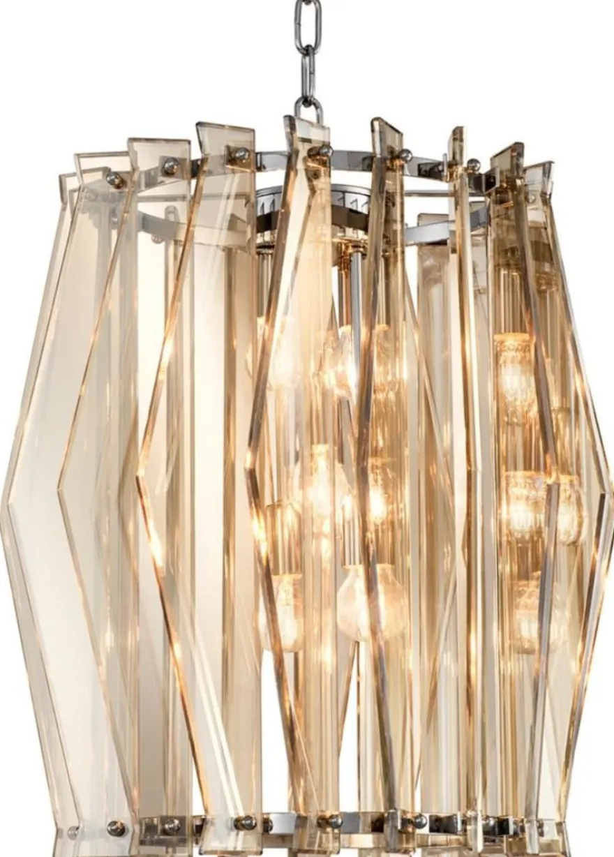 Casa Padrino Luxus Kronleuchter mit gold getöntem Glas Ø 44 x H. 50 cm - Wohnzimmermöbel
