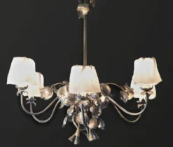 Casa Padrino Luxus Kronleuchter Gold Ø 80 x H. 80 cm - Handgefertigter Kronleuchter aus Schmiedeeisen mit Blattwerk - Luxus Kollektion - Edel & Prunkvoll