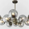 Casa Padrino Luxus Kronleuchter Bronze Ø 90 x H. 15 cm - Wohnzimmer Kronleuchter mit runden Glas Lampenschirmen - Hotel Kronleuchter - Restaurant Kronleuchter - Luxus Kollektion