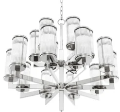 Casa Padrino Luxus Kronleuchter Silber 75,5 x H. 73 cm - Hotel Restaurant Möbel