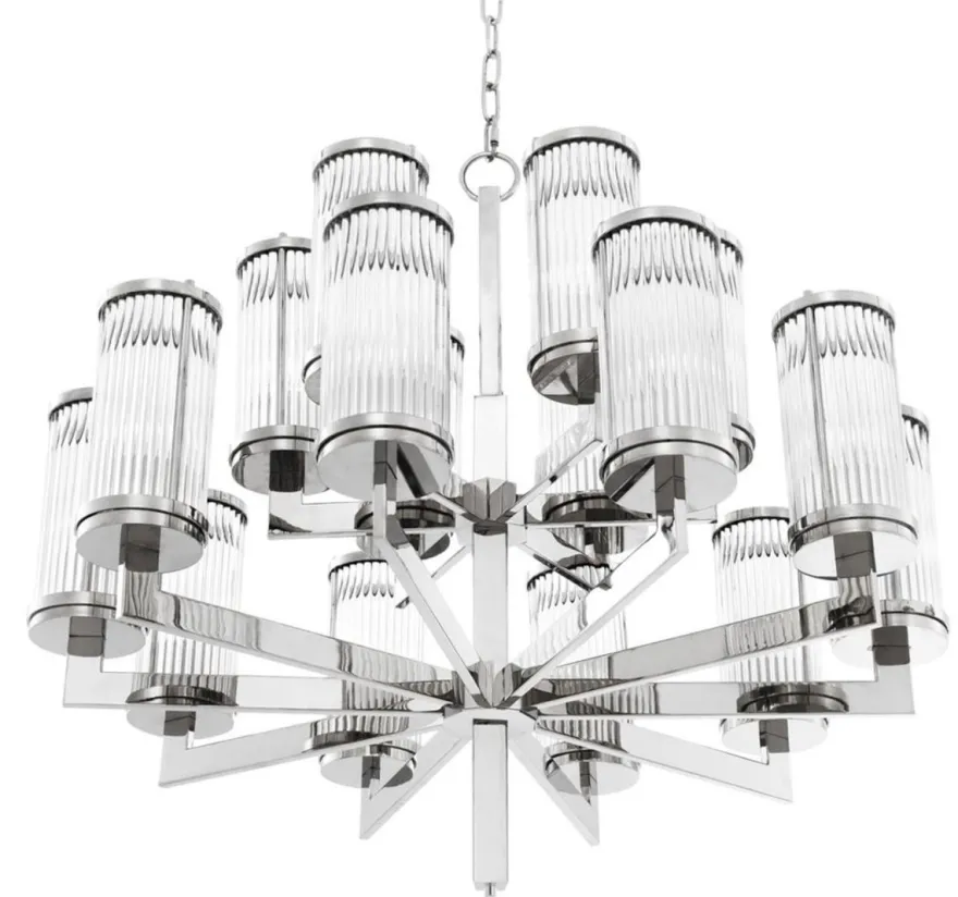 Casa Padrino Luxus Kronleuchter Silber 75,5 x H. 73 cm - Hotel Restaurant Möbel