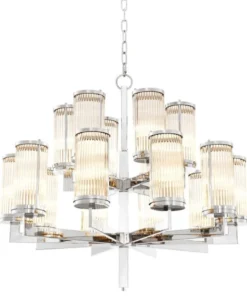 Casa Padrino Luxus Kronleuchter Silber 75,5 x H. 73 cm - Hotel Restaurant Möbel