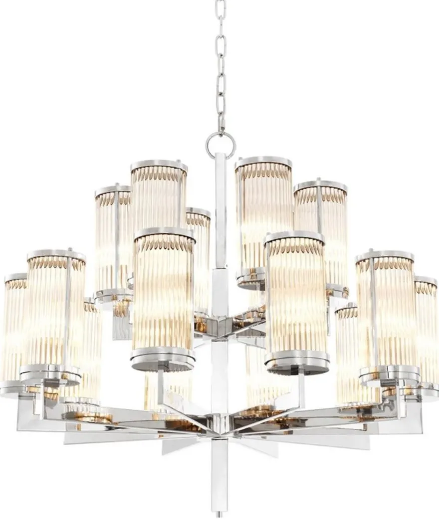 Casa Padrino Luxus Kronleuchter Silber 75,5 x H. 73 cm - Hotel Restaurant Möbel