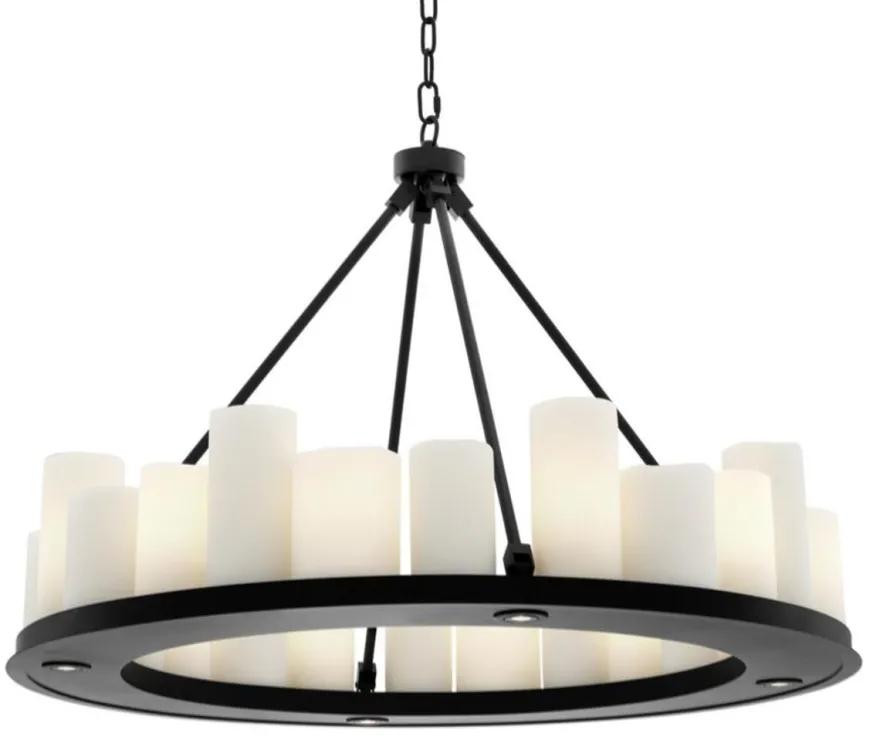 Casa Padrino Luxus Kronleuchter Schwarz 90 x H. 65 cm - Hotel Restaurant Möbel