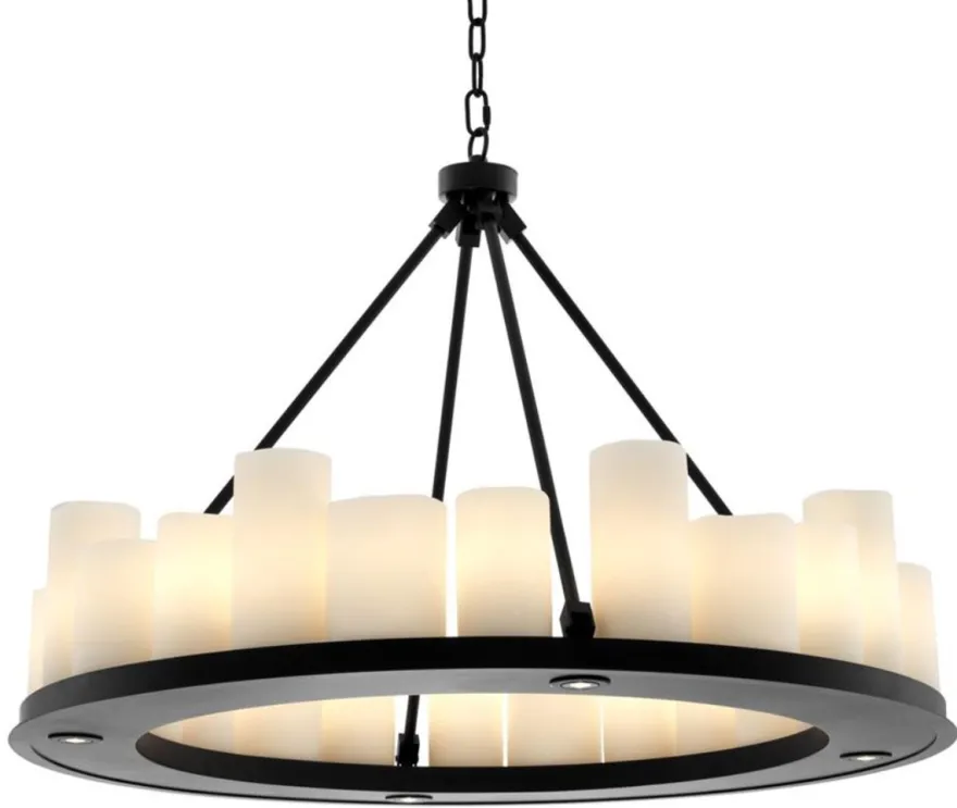 Casa Padrino Luxus Kronleuchter Schwarz 90 x H. 65 cm - Hotel Restaurant Möbel