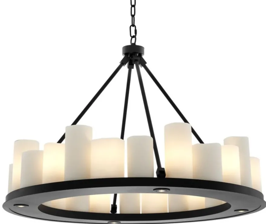 Casa Padrino Luxus Kronleuchter Schwarz 90 x H. 65 cm - Hotel Restaurant Möbel