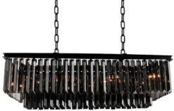 Casa Padrino Luxus Kronleuchter Schwarz / Grau 106 x 42 x H. 50 cm - Moderner Wohnzimmer Kronleuchter - Luxus Kollektion