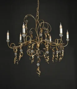 Casa Padrino Luxus Kronleuchter Antikgold Ø 100 x H. 130 cm - Handgefertigter Kronleuchter aus Schmiedeeisen mit Voluten - Luxus Kollektion - Edel & Prunkvoll