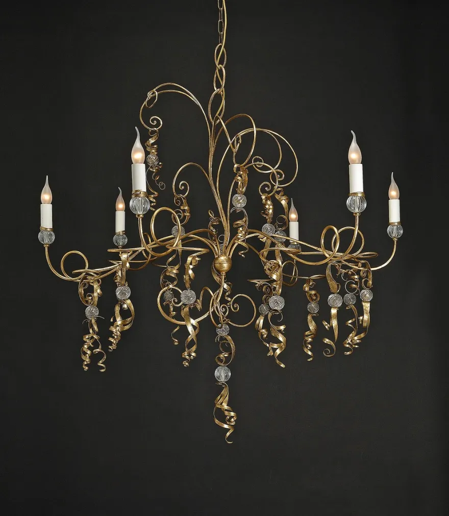 Casa Padrino Luxus Kronleuchter Antikgold Ø 100 x H. 130 cm - Handgefertigter Kronleuchter aus Schmiedeeisen mit Voluten - Luxus Kollektion - Edel & Prunkvoll