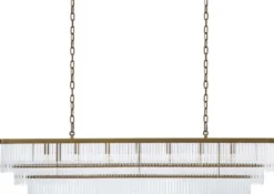 Casa Padrino Luxus Kronleuchter Antik Messingfarben 140 x 40 x H. 33 cm - Rechteckiger Hotel & Restaurant Kronleuchter - Luxus Kollektion