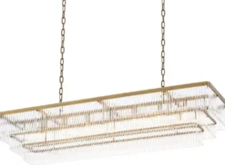 Casa Padrino Luxus Kronleuchter Antik Messingfarben 140 x 40 x H. 33 cm - Rechteckiger Hotel & Restaurant Kronleuchter - Luxus Kollektion
