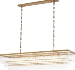 Casa Padrino Luxus Kronleuchter Antik Messingfarben 140 x 40 x H. 33 cm - Rechteckiger Hotel & Restaurant Kronleuchter - Luxus Kollektion
