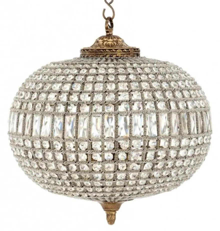Casa Padrino Luxus Kronleuchter - Antik Messing Hängeleuchte - Ø 52 x H 52 cm