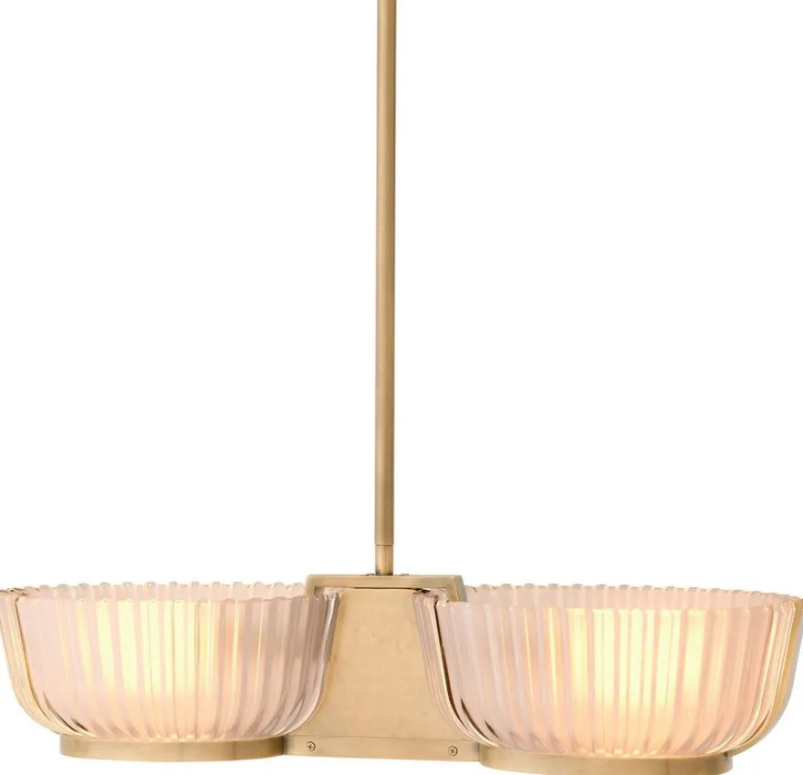 Casa Padrino Luxus Kronleuchter Vintage Messing 67,5 x 24,5 x H. 142,5 cm - Wohnzimmer Kronleuchter - Hotel Kronleuchter - Restaurant Kronleuchter - Luxus Qualität - Luxus Möbel