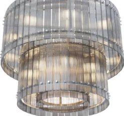 Casa Padrino Luxus Kronleuchter Grau / Silber Ø 93 x H. 70 cm - Runder Hotel & Restaurant Kronleuchter - Luxus Qualität